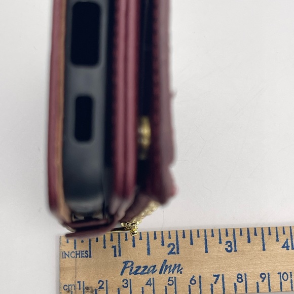 NIB Phone Case Samsung Galaxy S22+ Zipper Wallet Cover Leather Wine Red Color - Picture 8 of 8